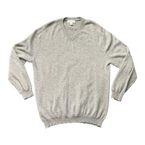 Turnbury Mens 100% Cashmere Gray V-Neck Pullover Sweater Soft & Warm Size Large
